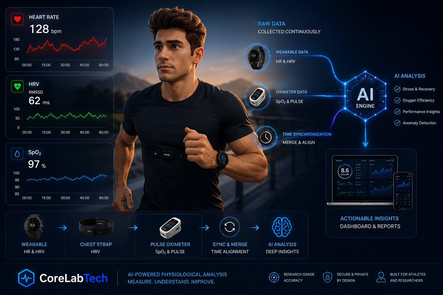 CoreLabTech physiological response workflow visualization